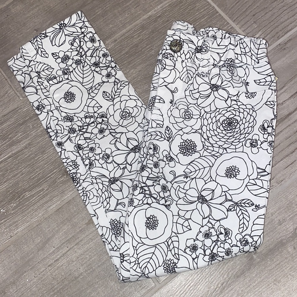 Girl’s Cherokee Holiday Denim White Floral Print Jeggings